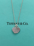 Tiffany & Co. 925 Sterling Silver Double Heart Tag Necklace - 16"
