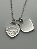 Tiffany & Co. 925 Sterling Silver Double Heart Tag Necklace - 16"