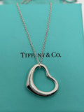 Tiffany & Co 925 Silver Elsa Peretti Open Heart 27mm Necklace -18"