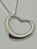 Tiffany & Co 925 Silver Elsa Peretti Open Heart 27mm Necklace -18"