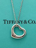 Tiffany & Co 925 Silver Elsa Peretti Open Heart 16mm Necklace -16"