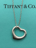 Tiffany & Co 925 Silver Elsa Peretti Open Heart 16mm Necklace -16"