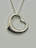Tiffany & Co 925 Silver Elsa Peretti Open Heart 16mm Necklace -16"