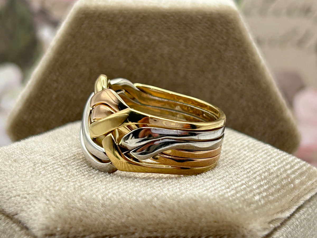 18k Gold Puzzle Puzzle Ring Price Band Tri Gold Puzzle Ring