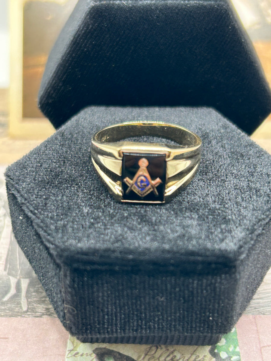 10K black onyx masonic ring – trinityjewellers
