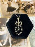 14K vintage black onyx and seed pearl necklace