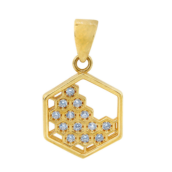 10k yellow honeycomb pendant