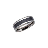 Tungsten Beveled Band with Black Carbon Fibre - 8 mm
