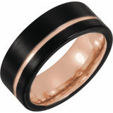 Black & 18K Rose Gold PVD Tungsten Band
