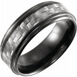 Black PVD Tungsten Band with Grey Carbon Fibre Inlay - 8mm