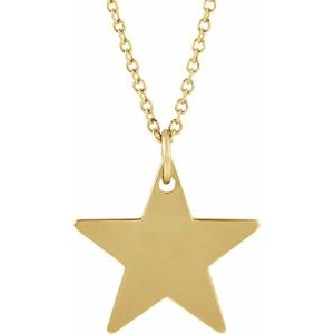 14K Yellow Engravable Star 16-18" Necklace