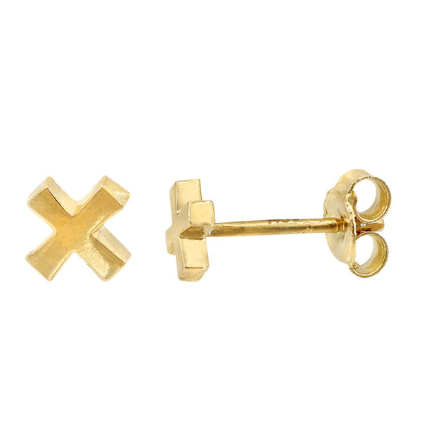 10k Gold petite X Stud Earrings