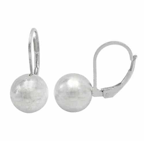 Sterling Silver Ball Lever Back Earrings - 6mm