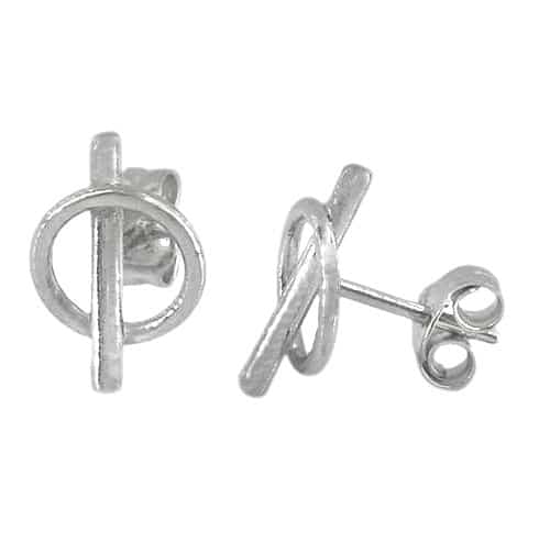 Sterling Silver loop and bar stud earrings