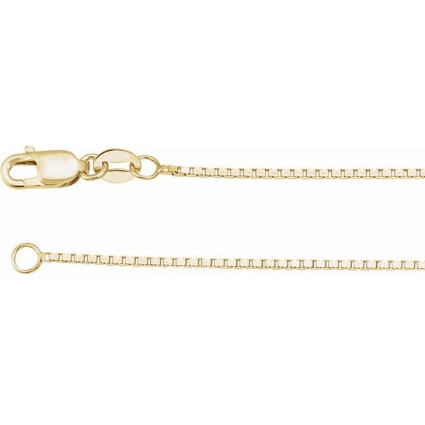 10K 1.90mm Solid Box Link Chain - 22"