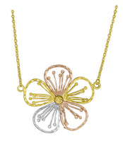 10K Tri-Colour Gold Flower Necklace