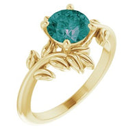 14K Yellow Australian Sapphire Leaf Designed Ring