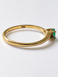 10K Yellow Gold Emerald & Petite Diamond Ring