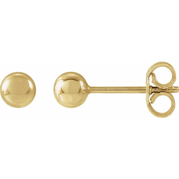 14K high polished ball stud earrings - 4mm