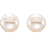 14K Yellow Cultured White Freshwater Pearl Earrings