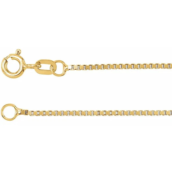 10K Yellow Gold 1mm Box Link Chain - 22"