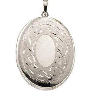 14K white gold oval locket