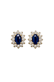 10K Blue Sapphire and Diamond Stud Earrings