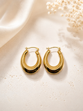 10K Yellow Gold Polished Oval Hoop Earrings