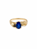 10K Yellow Gold Synthetic Blue Birthstone Ring