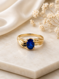 10K Yellow Gold Synthetic Blue Birthstone Ring