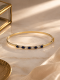 10K Yellow Gold Sapphire & Diamond Bangle