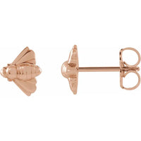 14K Rose Gold Bee Stud Earrings