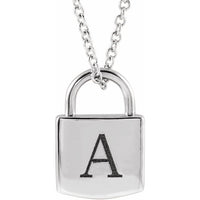 Sterling Silver Engravable Lock 16-18" Necklace