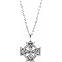 Sterling Silver Celtic-Inspired Cross 24" Necklace