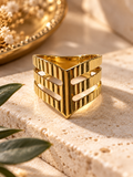 18K Yellow Gold Chevron-Style Statement Ring