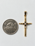 10K Yellow Gold Sapphire & Diamond Cross Pendant