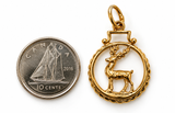 Vintage 10K Yellow Gold Stag Charm Pendant