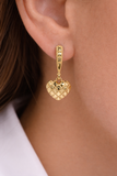 14K Yellow Gold Diamond-Cut Heart Drop Earrings