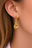 10K Yellow Gold Interlock Design Drop Earrings
