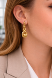 10K Yellow Gold Interlock Design Drop Earrings