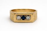 14K Yellow Gold Vintage Gold Sapphire & Diamond Ring