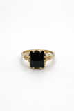 Vintage 10K Yellow Gold Black Onyx Ring – Emerald Cut