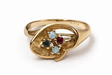 14K Yellow Gold Ruby, Sapphire & Opal Ring