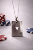 Handmade Sterling Silver Ace of Hearts Necklace on 18" Chain