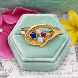 14K Yellow Gold Ruby, Sapphire & Opal Ring