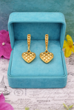14K Yellow Gold Diamond-Cut Heart Drop Earrings