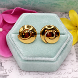 10K Swirl Design Stud Earrings