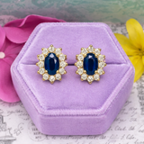 10K Blue Sapphire and Diamond Stud Earrings