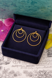 14K Yellow Gold Triple Circle Earrings