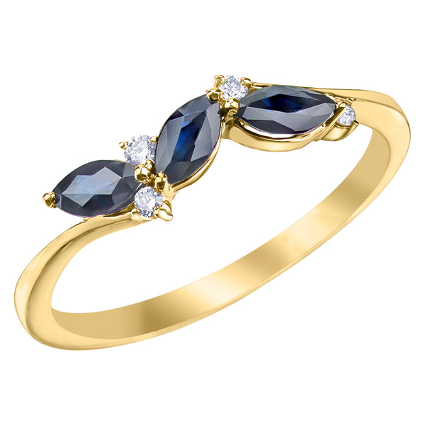10K Marquise Sapphire & Diamond Ring